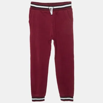 Pre-owned Dolce & Gabbana Kids Red Striped Jersey Sweatpants 7-8 Yrs