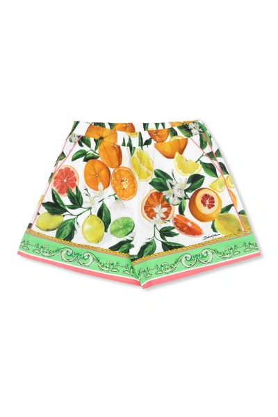 Dolce & Gabbana Kids Shorts With Citrus Motif In An Arance Limoni