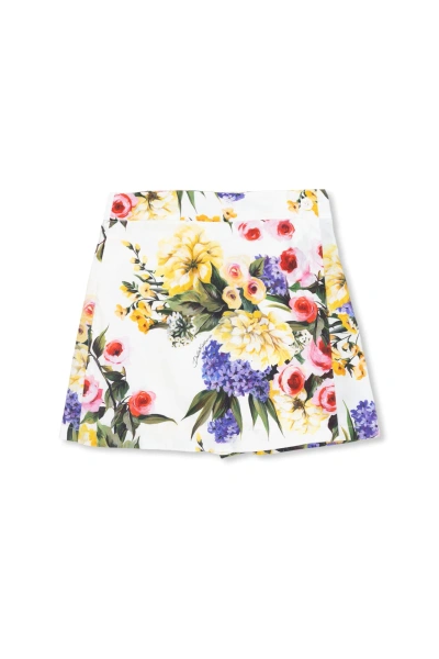 Dolce & Gabbana Kids Skirt-shorts With Floral Motif In White