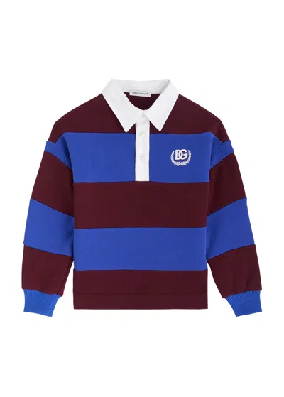 Dolce & Gabbana Kids Striped Cotton Polo Shirt (2-6 Years) In Blue