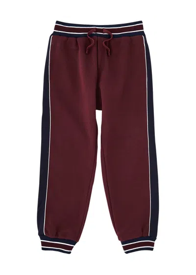 Dolce & Gabbana Kids Striped Cotton Sweatpants (8-13 Years) In Red