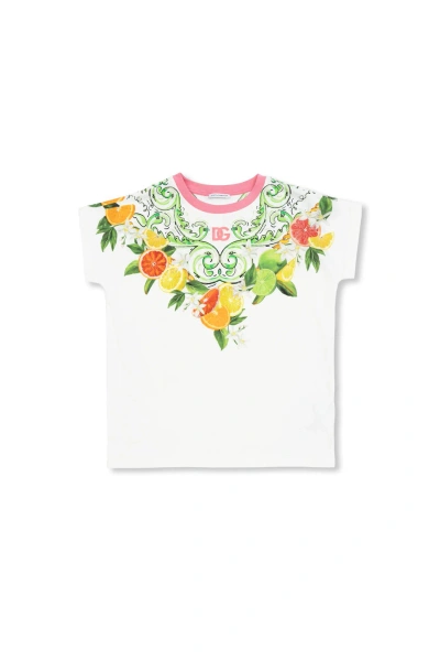 Dolce & Gabbana Kids T-shirt With Citrus Motif In An Arance Limoni