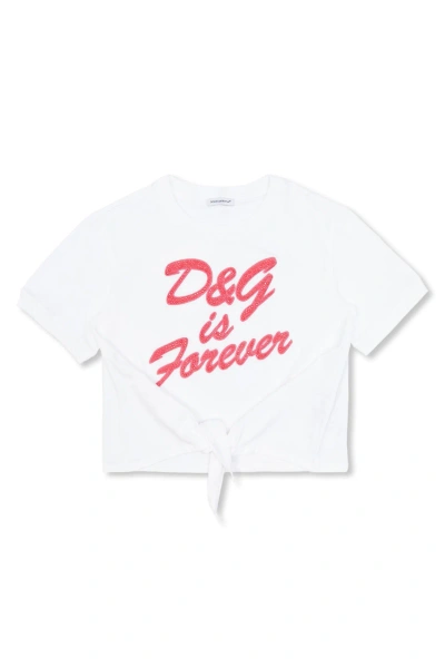 Dolce & Gabbana Kids T-shirt With Logo In Bianco