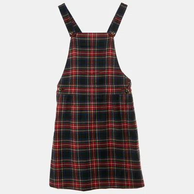 Pre-owned Dolce & Gabbana Kids Tartan Wool Blend Twill Pinafore 7-8 Yrs In Multi