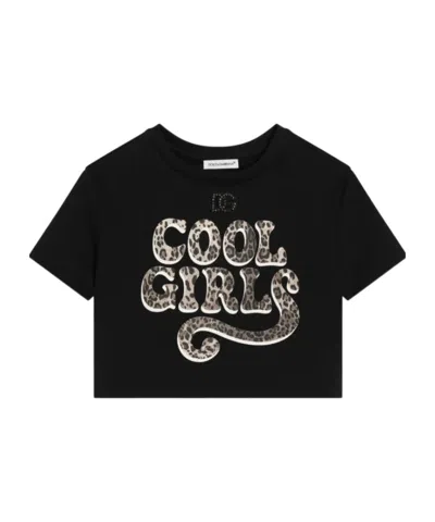 Dolce & Gabbana Dolce  Gabbana Kids Terry-effect Interlock T-shirt In Black