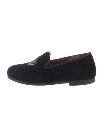 Pre-owned Dolce & Gabbana Babies' Kids Velvet Loafers In Black