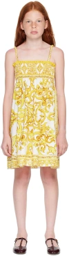 DOLCE & GABBANA KIDS WHITE & YELLOW MAJOLICA PRINT DRESS