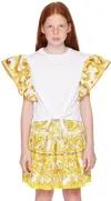 Dolce & Gabbana Kids White & Yellow Ruffle Sleeve T-shirt In S9000 Variante Abbin