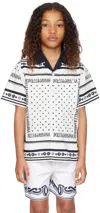 Dolce & Gabbana Kids White Bandanna Print Poplin Shirt In Ha9qb Bandana Blu F.