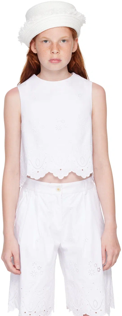 Dolce & Gabbana Kids White Broderie Anglaise Top In W0800