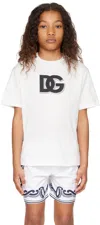 Dolce & Gabbana Kids White Dg Logo Jersey T-shirt In W0111 Bianco