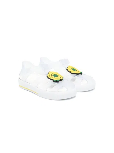 DOLCE & GABBANA KIDS WHITE FLORAL-APPLIQUÉ JELLY SHOES