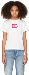 Dolce & Gabbana Kids White Jersey Dg Logo T-shirt In W0111 White
