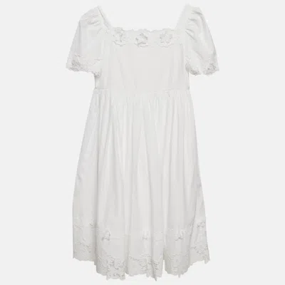 Pre-owned Dolce & Gabbana Kids White Lace Trim Cotton Dress 11 Yrs