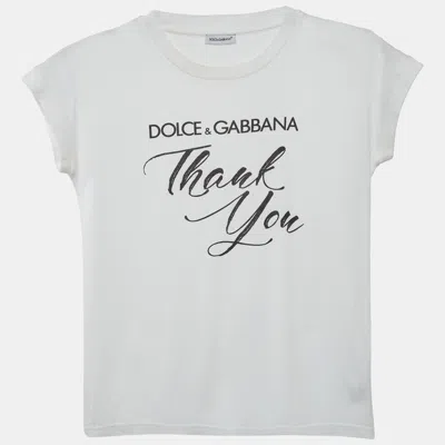 Pre-owned Dolce & Gabbana Kids White Thank You Graphic Jersey Knit T-shirt 9-10 Yrs