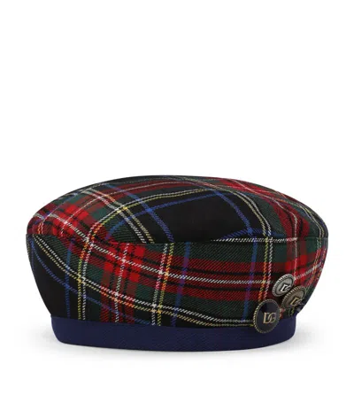 Dolce & Gabbana Kids' Tartan-pattern Beret In Multicoloured