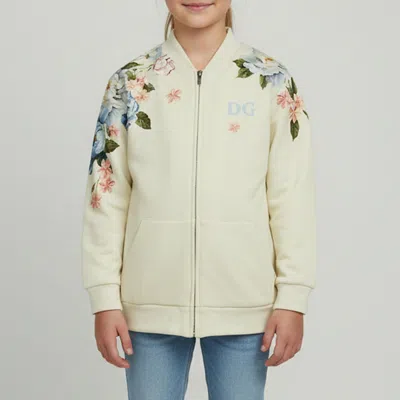 Pre-owned Dolce & Gabbana Kids Yellow Magnolia Print Cotton Jacket Size 4 Yrs