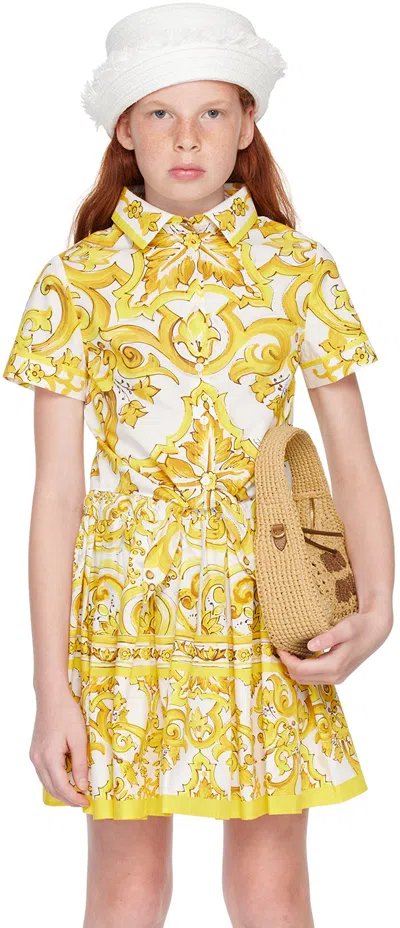 Dolce & Gabbana Kids Yellow Majolica Print Shirt In Hg3tn Mix Maiolica G
