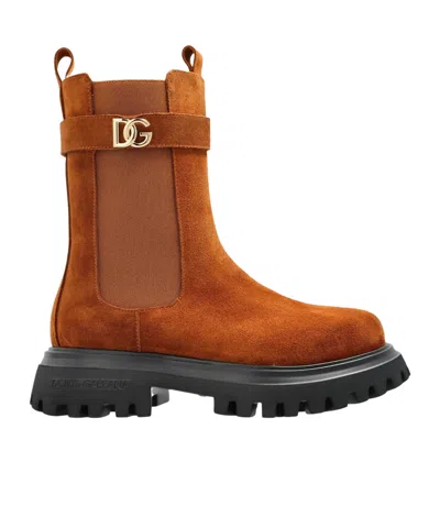 Dolce & Gabbana Dolce  Gabbana Kids Zipped Ankle Boots In Brown