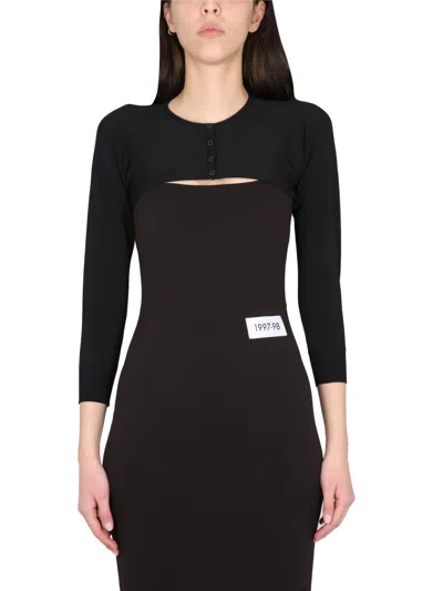 Dolce & Gabbana Kim Cropped Button-fastening Cardigan In Black