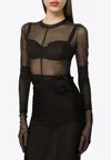 Dolce & Gabbana Kim Cropped Tulle Top In Black