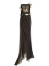 Dolce & Gabbana Kim Dolce&gabbana Butterfly-print Chiffon Maxi Dress In Grey