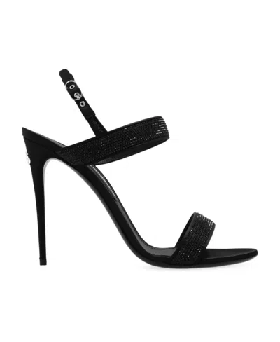 Dolce & Gabbana Kim Dolcegabbana Crystal-embellished Slingback Sandals In Black