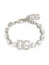 Dolce & Gabbana Kim Dolce&gabbana Dg-logo Rhinestone Bracelet In Silver