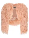 Dolce & Gabbana Kim Dolce&gabbana Feather-trim Bolero Jacket In Orange