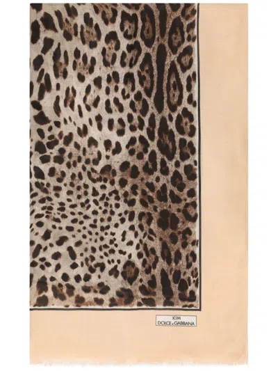 Dolce & Gabbana Leopard Print Logo Scarf