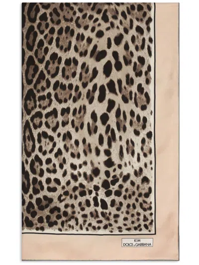 Dolce & Gabbana Kim Dolce&gabbana Leopard-print Twill Scarf In Neutrals