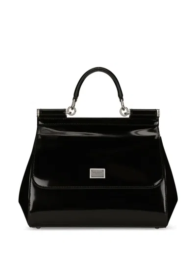 Dolce & Gabbana Sicily Kim Animalier Print Medium Leather Bag In Black