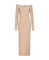 Dolce & Gabbana Kim Dolcegabbana Number Patch Off-shoulder Dress In Nude
