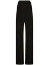 Dolce & Gabbana Black Virgin Wool High-waisted Wide-leg Trousers In Black