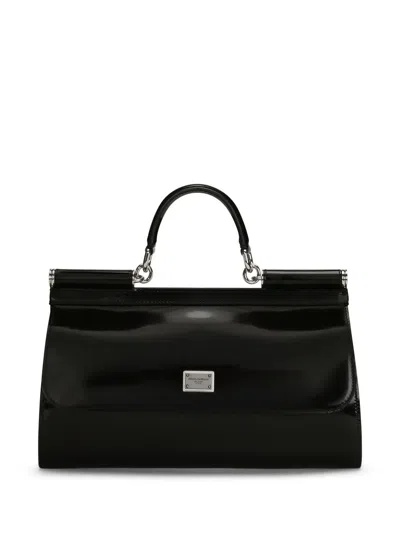 Dolce & Gabbana Kim Dolce&gabbana Sicily Leather Top-handle Bag In Black