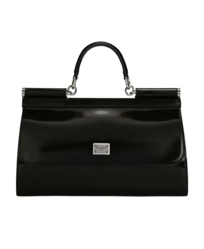 Dolce & Gabbana Kim Dolcegabbana Sicily Patent Bag In Nero