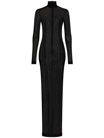 Dolce & Gabbana Kleid Mit Stehkragen In Black