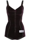 Dolce & Gabbana Kim Dolce&gabbana Velvet Bodysuit In Red