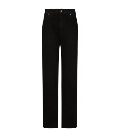 Dolce & Gabbana Straight Medium Waist Denim Jeans In Black