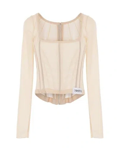 Dolce & Gabbana Kim  Georgette Top With Corset Detailing Woman Top Beige Size 8 Silk