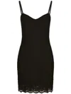 Dolce & Gabbana Lace Mini Dress Sleeveless V Neckline In Black