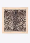 Dolce & Gabbana Kim Leopard Print Silk Foulard In Beige
