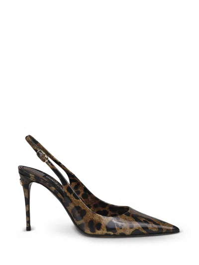 Dolce & Gabbana Kim Leopard-print Slingback Pumps In Brown