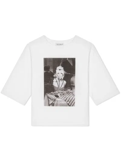 Dolce & Gabbana Kids' T-shirt Mit Grafischem Print In White