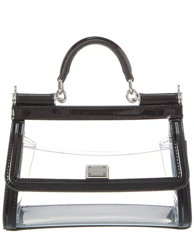 Dolce & Gabbana Kim Sicily Small Vinyl & Patent Satchel In Black