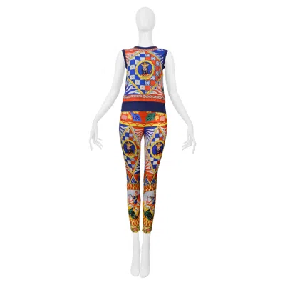 Pre-owned Dolce & Gabbana King & Carretto King & Queen Print Ensemble Top And Pants In Sand