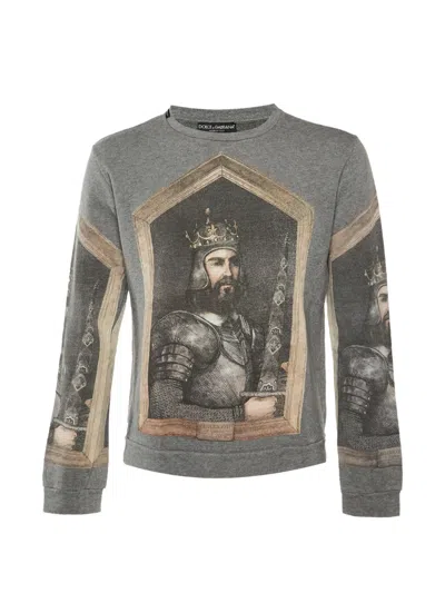 Pre-owned Dolce & Gabbana King-print Sweatshirt In Gray