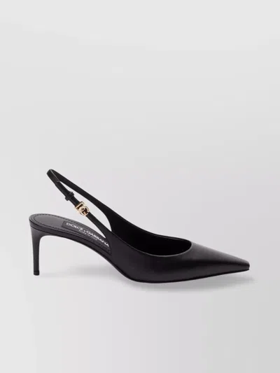 DOLCE & GABBANA KITTEN HEEL LAMBSKIN SLINGBACK PUMPS
