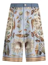 Dolce & Gabbana Silk-panel Wide-leg Denim Shorts In Multi