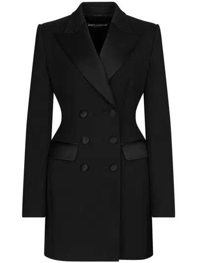 DOLCE & GABBANA DOUBLE-BREASTED JACKET - WOMEN'S - SILK/VIRGIN WOOL/POLYESTER/SPANDEX/ELASTANE